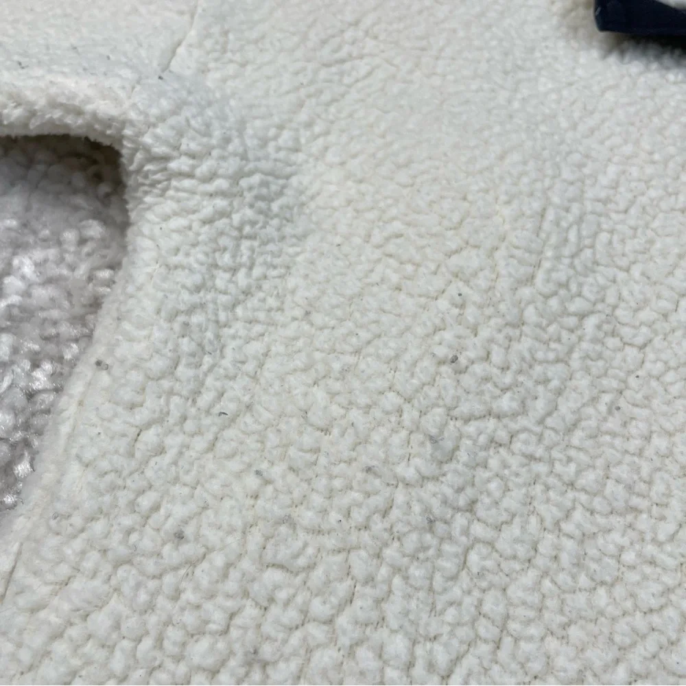 J.Crew Size M 1/4 Zip Jacket Fleece Bright Ivory Pockets Sherpa Cozy Layer Cabin